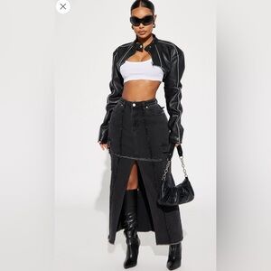 Distressed Denim Skirt